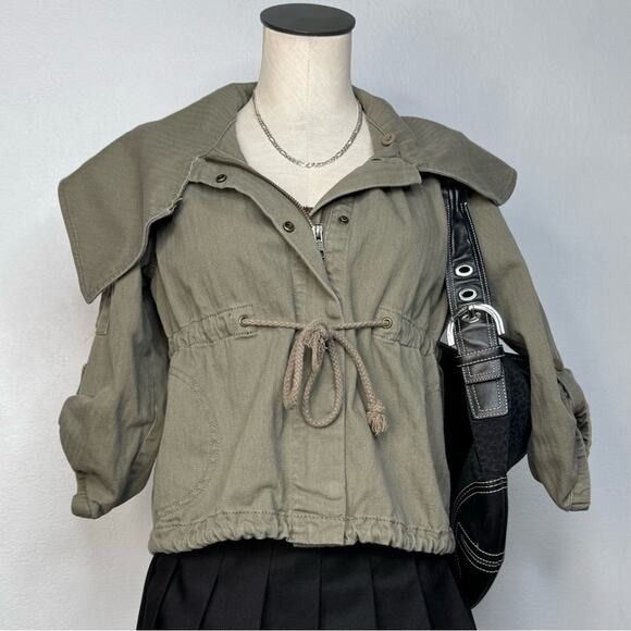 Cropped Utility Jacket Amy Green Hang Ten Size Small Downtown Girl - Picture 5 of 10
